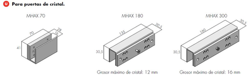 Soporte para puertas de cristal para LOCK400/430