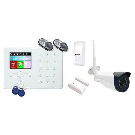 Alarma GSM + WiFi + RFID con cmara, sensor de puerta, PIR y dos mandos