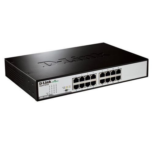 SWITCH DLINK DGS-1016D 16 PUERTOS RJ45 GIGABIT 10/100/1000 INCLUYE KIT DE MONTAJE EN RACK 19"