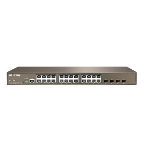 SWITCH 24 PUERTOS 10/100/1000 MBPS+4 SFP.24 Puertos POE (370 W).Auto MDI/MDI-X. Gesti?SNMP