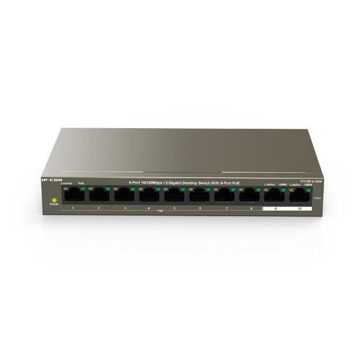 SWITCH 8 PUERTOS 10/100 MBPS POE Auto MDI/MDI-X+ 2 RJ45 gIGA UPLINK. Hasta 30 W/puerto y 120 W totales. VLAN por interruptor