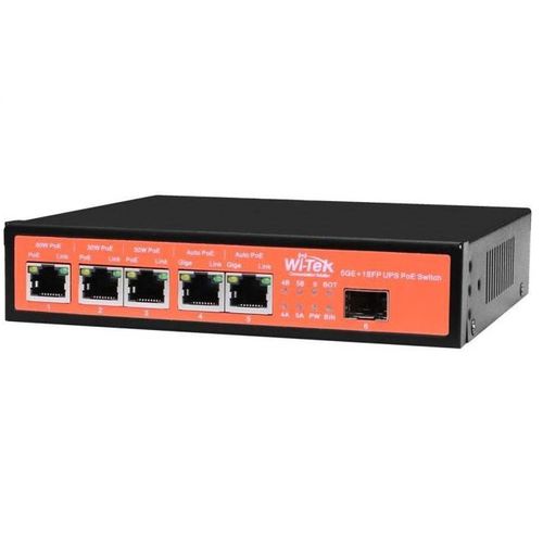 WI-TEK WI-PS306GF-UPS SWITCH POE 5 GE+1 SFP 802.3 AF/AT o 24 V PASIVO ALIMENTADO 12 V HASTA 120 W