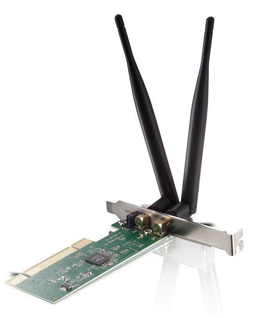 ADAPTADOR WIRELESS PCI 32 BITS 802.11 n/g/b 2T2R 300 MBPS. CON 2 ANTENAS removibles 5dBi Incluye chapa de perfil bajo