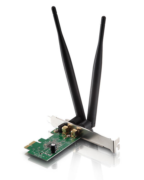 ADAPTADOR WIRELESS PCI express 32 BITS 802.11 n/g/b 2T2R 300 MBPS. CON 2 ANTENAS removibles 5dBi Incluye chapa de perfil bajo