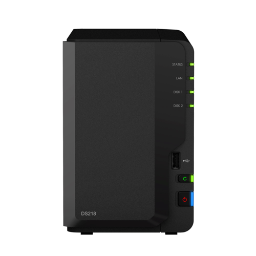 Unidad NAS Synology Disk Station DS218+ para 2 discos SATA 6Gb/s RAID 0, 1, JBOD RAM 2 GB Gigabit Ethernet iSCSI