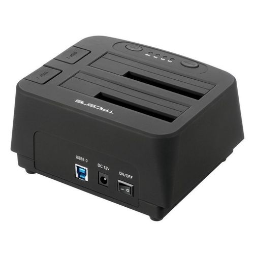 DOCKING STATION TACENS PORTUM DUO PARA 2 DISCOS DUROS SATA 2.5" / 3.5" HASTA 4TB USB3.0 NEGRA