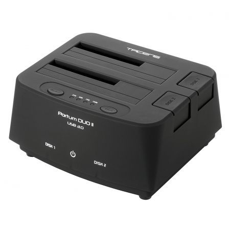 DOCKING STATION TACENS PORTUM DUO PARA 2 DISCOS DUROS SATA 2.5" / 3.5" HASTA 4TB USB3.0 NEGRA