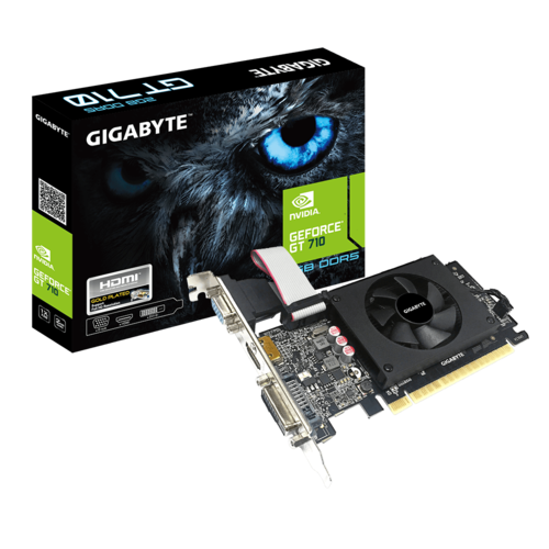 TARJETA GRAFICA GEFORCE GIGABYTE GV-N710D5-2GIL GT710 DDR5, 2GB, VGA+DVI+HDMI, Perfil Bajo