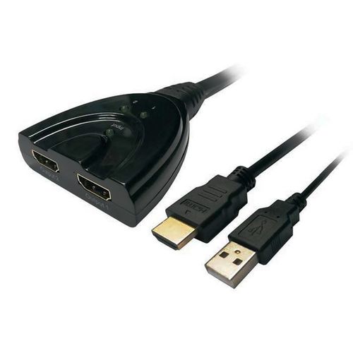 SPLITTER - DUPLICADOR HDMI ALTA VELOCIDAD AISENS A123-0128 - UNA ENTRADA/DOS SALIDAS - ALIMENTACIN USB - NEGRO - 50CM