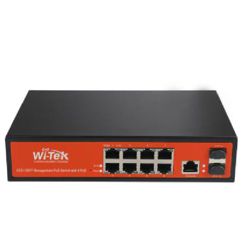 WI-TEK WI-PMS310GF SWITCH POE 802.3 AF/AT 8 GIGABIT + 2 SFP GESTIONABLE HASTA 150 W