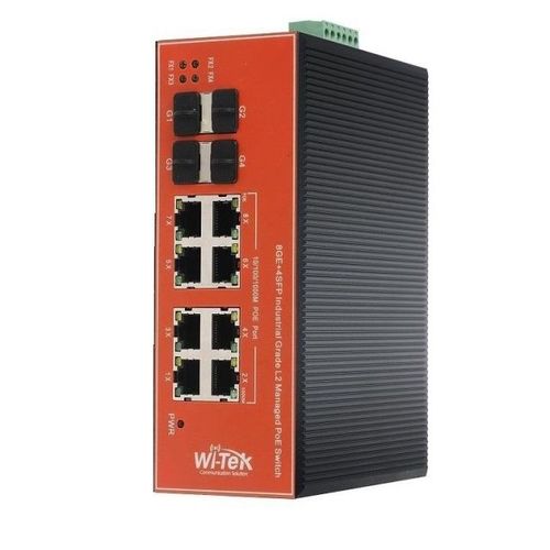 WI-TEK WI-PMS312GF-I SWITCH POE 802.3 AF/AT 8 GIGABIT+4 SFP GESTIONABLE INDUSTRIAL-CARRIL DIN HASTA 65 W