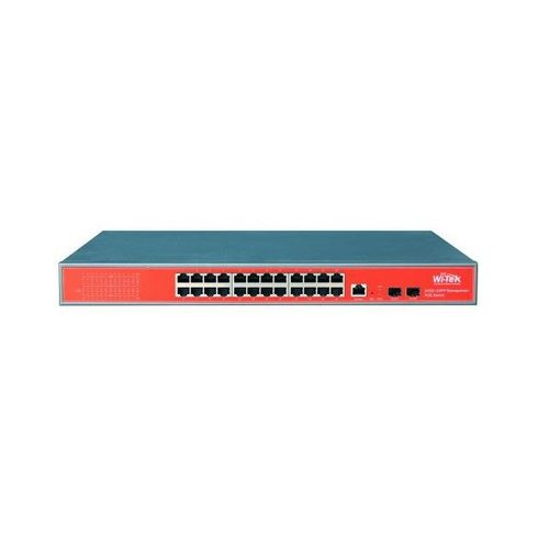 WI-TEK WI-PMS326GF SWITCH POE 802.3 AF/AT 24 GIGABIT + 2 SFP GESTIONABLE HASTA 400 W