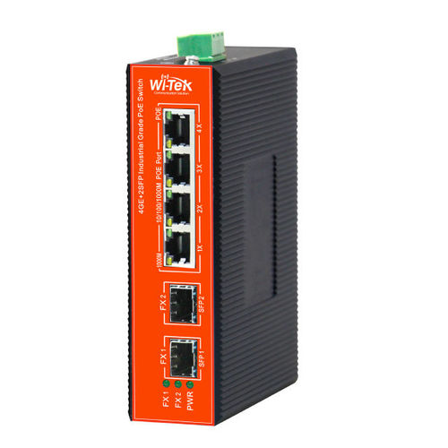 WI-TEK WI-PS306GF-I SWITCH POE 802.3 AF/AT 4 GIGABIT + 2 SFP INDUSTRIAL-CARRIL DIN HASTA 65 W