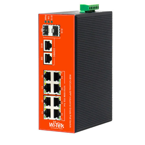 WI-TEK WI-PS310GF-I SWITCH POE 802.3 AF/AT 8 GIGABIT + 2 COMBO GIGA/SFP INDUSTRIAL-CARRIL DIN HASTA 65 W