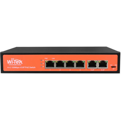 WI-TEK WI-PS505V SWITCH 4 FE POE 802.3 AF/AT HASTA 30 W +2 FE UP-LINK