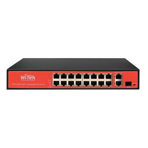 WI-TEK WI-PS518GV SWITCH 16 FE+2 GE+1 SFP POE 802.3 AF/AT HASTA 150 W