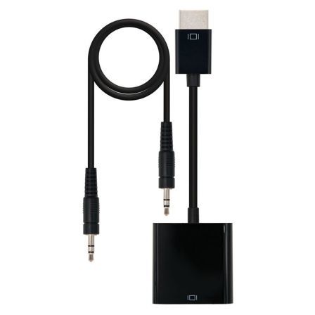 ADAPTADOR HDMI A SVGA+AUDIO -  CONECTORES HDMI A MACHO/SVGA HEMBRA + JACK 3.5 - NEGRO - 10CM+1M - 10.16.2001-BK