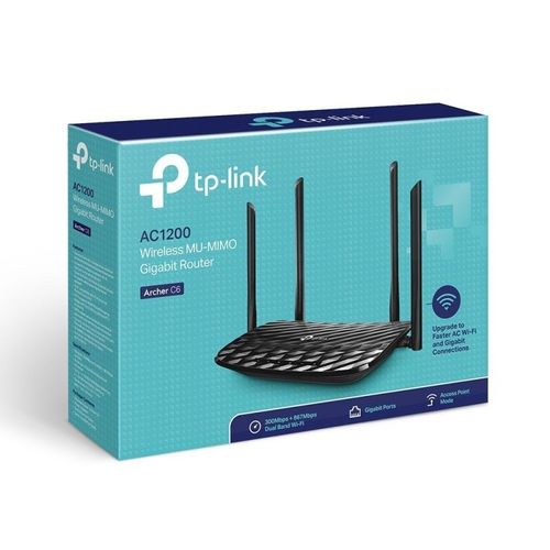 ROUTER GIGABIT DOBLE BANDA INALMBRICO TP-LINK ARCHER C6 - 802.11 AC 2.4/5GHZ - 4*LAN GIGABIT - 1*WAN - 4 ANTENAS FIJAS EXTERNAS + 1 INTERNA