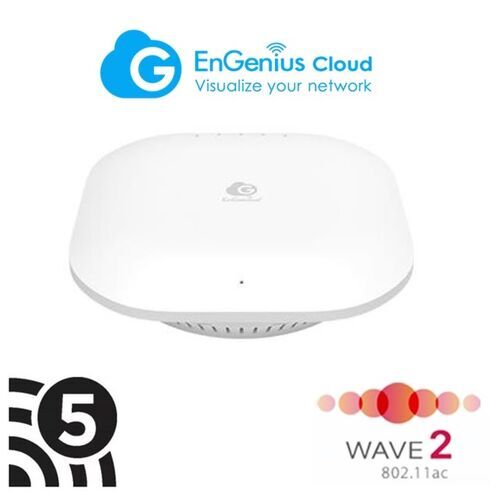 ENGENIUS ECW120 AP Interior 802.11a/ac/b/g/n WAVE 2 Doble Banda 1300 Mbps, 1 Gigabit PoE 802.3af, Gestin por Cloud