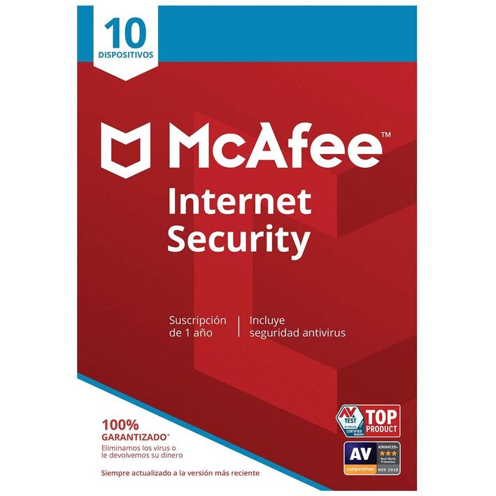 McAfee Internet Security 10 Dispositivos 1 Ao Descarga Digital