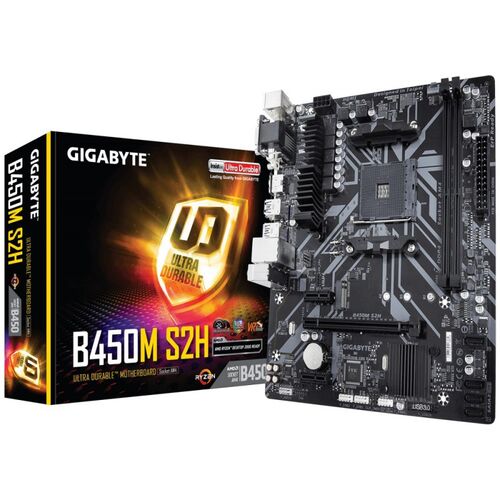 PLACA BASE AMD SAM4 GIGABYTE B450M S2H 2DDR4 PCIE M2 4SATA3 4USB3.1 DVI-D RAID H