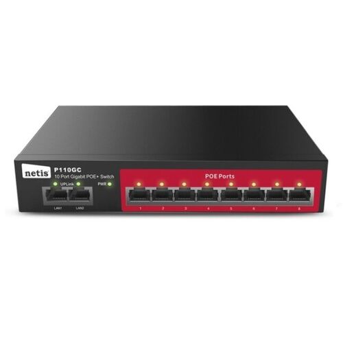 STONET P110GC Switch PoE 802.3af/at 10 puertos Gigabit (8 PoE) sobremesa. Hasta 120 W