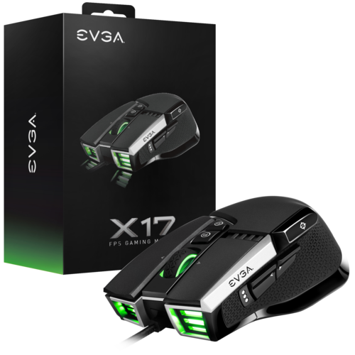 Ratón Gaming EVGA X17 RGB 8k, Wired, Black, Customizable, 16,000 DPI, 5 Profiles, 10 Buttons, Ergonomic 903-W1-17BK-KR