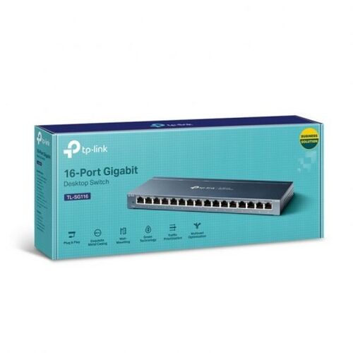 SWITCH 16 PUERTOS TP-LINK TL-SG116 RJ-45 10/100/1000 sin gestionar - SOBREMESA CARCASA METLICA