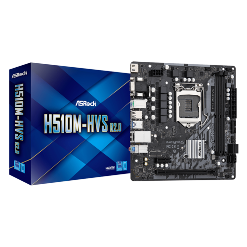 PLACA BASE ASROCK H510M-HVS R2.0,INTEL,1200,H510,2DDR4,64GB, VGA+HDMI,GBLAN,4SATA3,2USB3.2,MATX