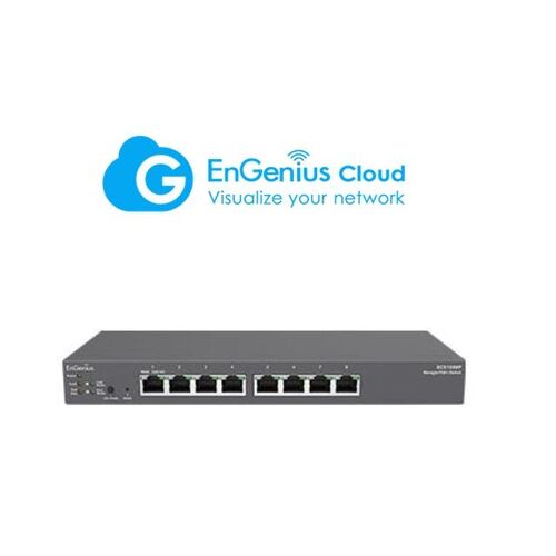 ENGENIUS ECS1008P Switch 8 PUERTOS Gigabit PoE (55 W). Gestionable Layer 2 y Control en CLOUD