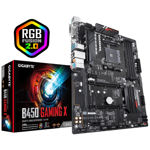 PLACA BASE GIGABYTE B450 Gaming X, AMD, Zócalo AM4, 4xDDR4, HDMI, DVI