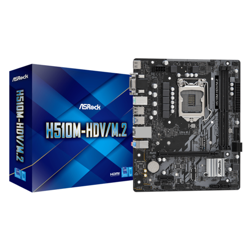 PLACA BASE ASROCK H510M-DV/M.2 INTEL,1200,H510,2DDR4,64GB, VGA+HDMI+DVI,GBLAN,4SATA3,2USB3.2,MATX