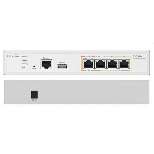 Gateway/Router ENGENIUS ESG510 4 puertos 2.5 Gigabit, balanceador de cargas 2 Wan, servidor VPN, 1 USB para 4G/5G, firewall L3, gestin Cloud