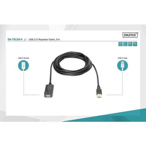 Cable USB Repet. 5m 2.0
