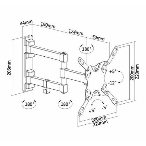 Soporte de Pared Extensible/ Giratorio/ Inclinable/ Nivelable Aisens WT42TSLE-011 para TV de 13-42"/ hasta 20kg