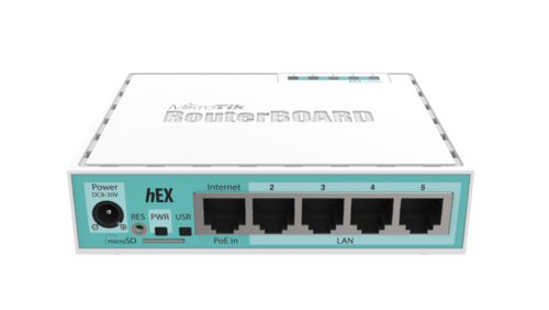Router Mikrotik Hex RB750GR3 5x Gigabit Ethernet, CPU de doble ncleo a 880 MHz, 256 MB de RAM, USB, microSD, RouterOS L4