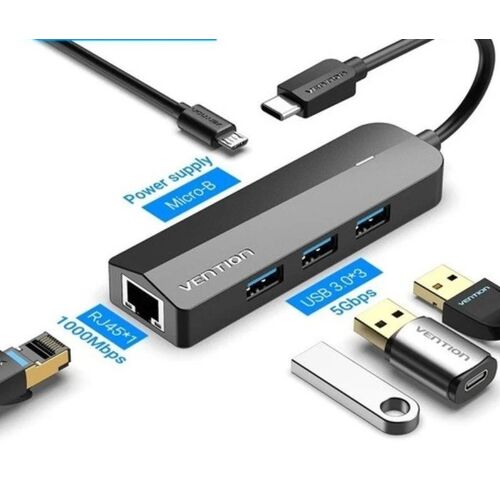 Docking USB Tipo-C  TGPBB/ 3xUSB/ 1xRJ45/ 1xMicro B PD/ Negro