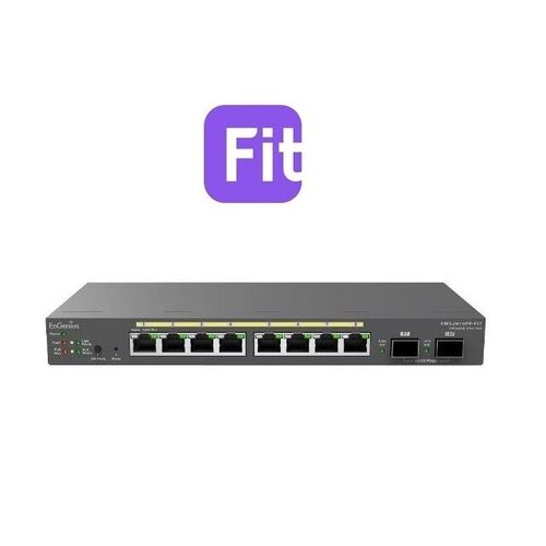 Switch de 8 puertos Gigabit PoE EnGenius EWS2910FP-FIT  hasta 110 W  con 2 slot SFP 1 GB. Gestionable Layer 2+ y administrable por web,  FitXpress o FitCon100