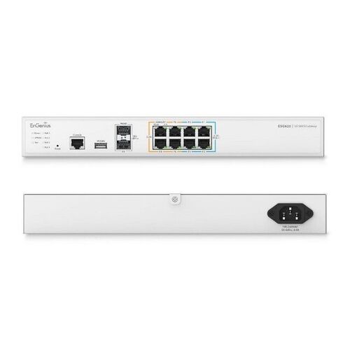 ENGENIUS Gateway/Router SD-WAN ESG620 8 puertos 2.5 Gigabit (1 WAN/7 LAN), 4 puertos LAN PoE, 2 slot SFP+ (1 WAN/1 LAN), balanceador de cargas 2 WAN, servidor VPN, 1 USB para 4G/5G, firewall L3, gestión Cloud
