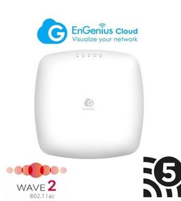 ENGENIUS ECW130 AP Interior 802.11a/ac/b/g/n, WiFi5 Wave2, Doble Banda 4x4 2600 Mbps, 2 Gigabit, 1 PoE 802.3at, Gestión por Cloud