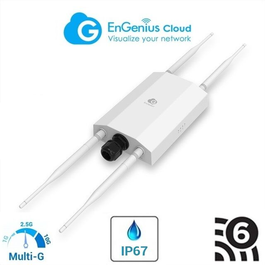 Punto Acceso Exterior ENGENIUS ECW260 IP67 802.11a /ac/ ax/ b/ g/ n Doble Banda 1800 Mbps, 1 puerto 2.5 Gigabit PoE 802.3at, Gestión por Cloud, WIFI6
