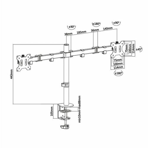 Soporte de Mesa para 2 Monitores Aisens DT32TSR-041/ Giratorio/ Inclinable/ hasta 8kg