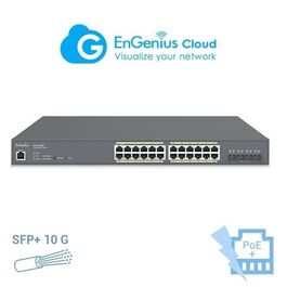 Switch de 24 puertos Gigabit PoE (Full Power 240 W) ENGENIUS ECS1528P con 4 slot SFP+ 10 GB. Gestionable Layer 2 y Control LOCAL, ENSKY o CLOUD