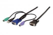 KVM Cable Octopus DB-15, 1 x VGA, 2 x PS/2, 1 x USB (Teclado / Ratn) 3 mts.