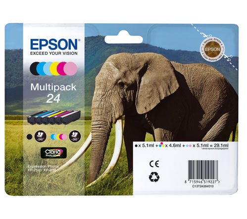 TINTA EPSON NUM 24 MULTIPACK NEGRO/COLORES T2428