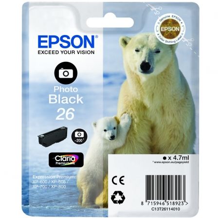 TINTA EPSON NUM 26 NEGRO FOTO -  C13T26114010 -