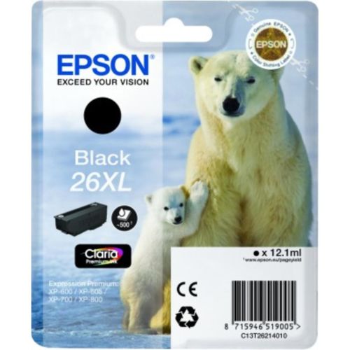 TINTA EPSON NUM 26XL NEGRO 12.2ml. -  C13T26214010-