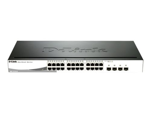 SWITCH 24 PUERTOS D-LINK Web Smart  DGS-1210-24P 10/100/1000 + 4 puertos SFP con Gestión -12 puertos (PoE+)