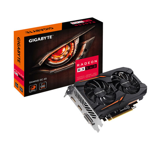 VGA GIGABYTE GV-RX560GAMING OC-4GD 2.0,AMD,RX560,GDDR5,4GB,128BIT,DVI+HDMI+DP,WINDFORCE 2X