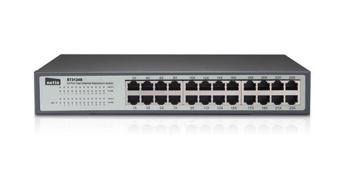 SWITCH 24 PUERTOS 10/100 MBPS 13 con orejetas para RACK 19. AUTO MDI/MDI-X full-duplex y flow control